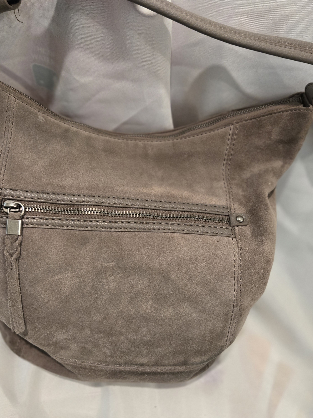 Suede Shoulder Bag in Taupe - The Sak